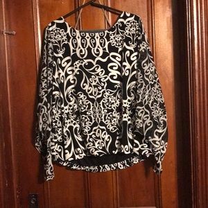 Black and white print dress shirt